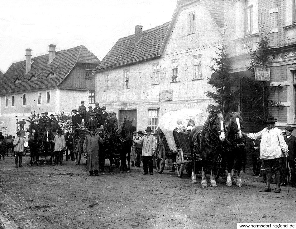 Zur Erinnerung an den Umzug des Fuhrmanns-Vereins Hermsdorf S.A. Pfingsten 1908